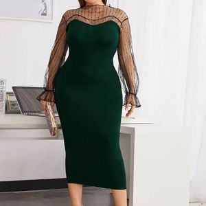 Sheer Accent Midi Dress